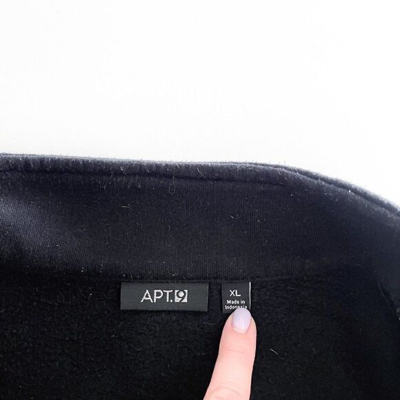 APT.9 Mens Fleece Sweater Jacket Zippered Black Poly/Cotton Size XL - Picture 3 of 8